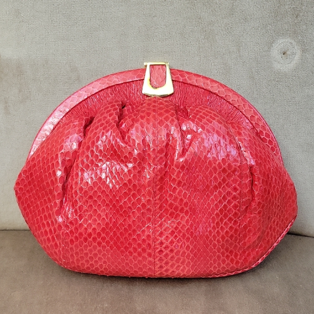 Red snakeskin Clutch Bag